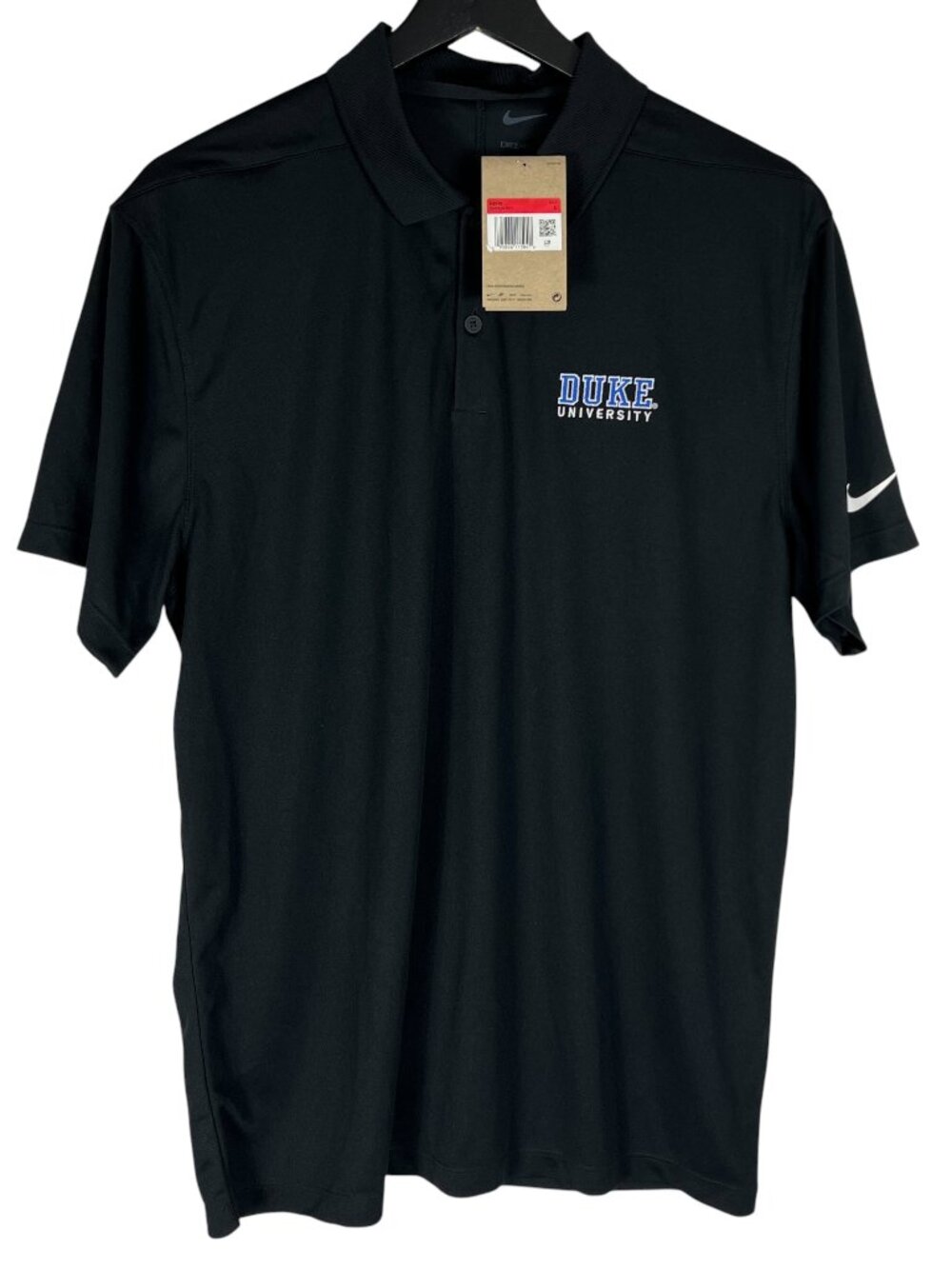 NWT Duke University Blue Devils Nike Dri-FIT Embroidered Polo Shirt Black Size L